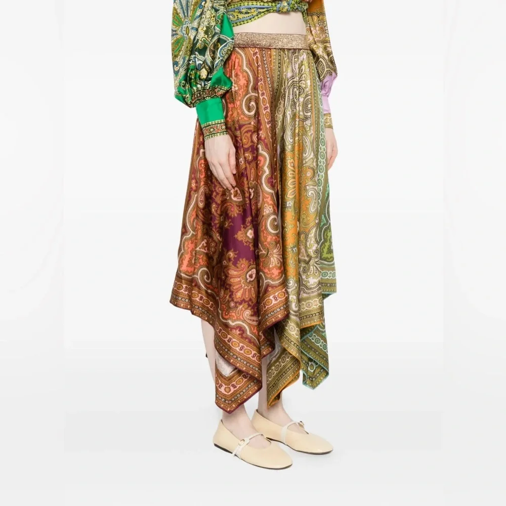 Alemais Clemenza Spliced Scarf Silk Skirt $590 New without tag - Picture 8 of 9